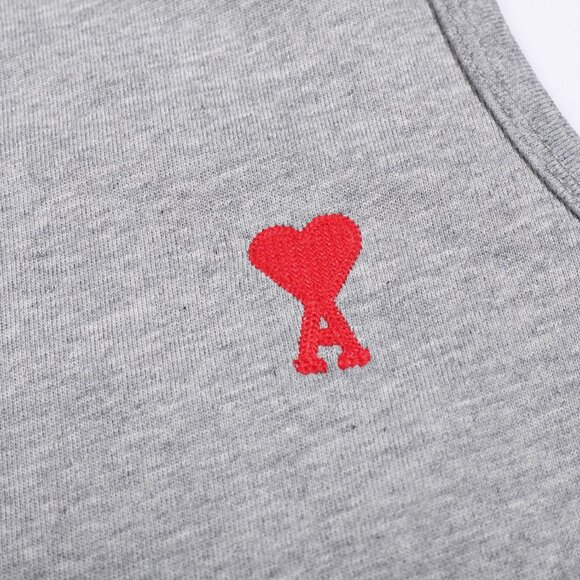 Ami Paris Heart Chest Logo Tee Sleeveless Top - Picture 4 of 8